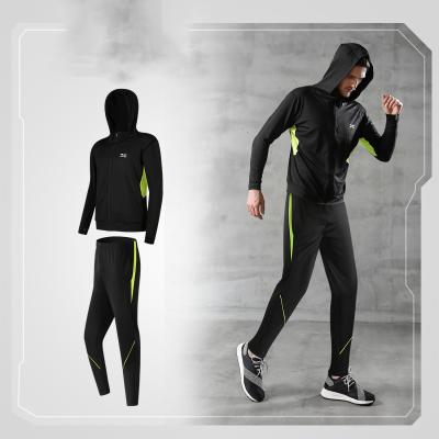 China Custom Logo Men Tracksuit Long Sleeve Breathable Quick Dry Gym Sports Fitness Two Piece Set for sale