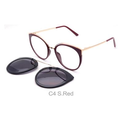 China For glasses two-in-one sunglasses eyeglass frames box OEM TR90 optical doubke cat eye clip on optical eyewear for sale