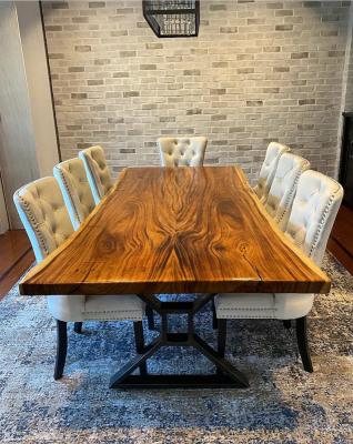 China Unique from one to another Modern Factory Price Wooden Kitchen Furniture Live Edge Slab Solid Walnut Wood Restaurant Dining Table for sale