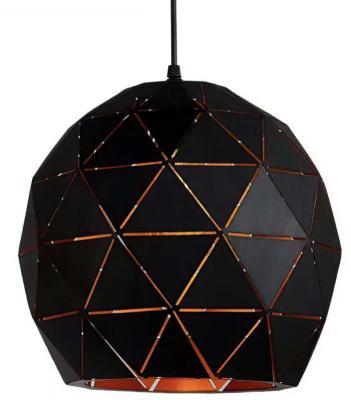 China Vintage Glass Black Spherical Shade Laser Cut Canopy Iron HJ0024-1 Indoor Pendant Lighting for sale