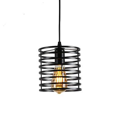 China Retro Residential Nordic Industrial Art Cage Black Ring Retro Metal Industrial Metal Iron Attic Lamp 0003 Model 0003 Pendant Lamp for sale