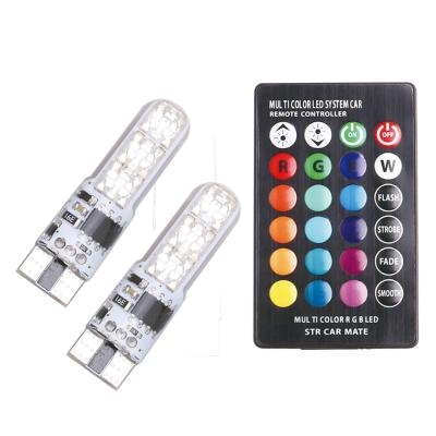 China Fashional strobe light remote control rgb 194 w5w color changing 5050 t10 led bulb 6smd car interior led light led t10 for sale