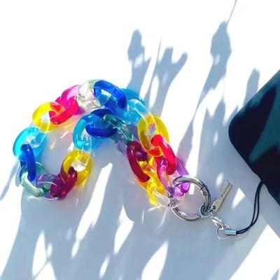 China Jewelry factory outlet charm custom wholesale colorful acrylic plexiglass phone chain plexiglass DIY chain punk style for sale