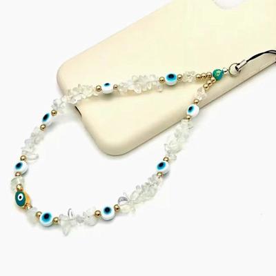 China 2022 wholesale Turkish natural stone white stone white Turkish gravel fashion cell phone eye accessories factory style charm jewelry new for sale