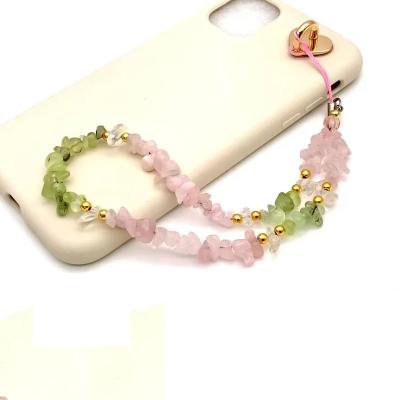 China 2022 new design handmade cute exquisite irregular natural stone mobile phone accessories anti-lost mobile phone ornaments for sale