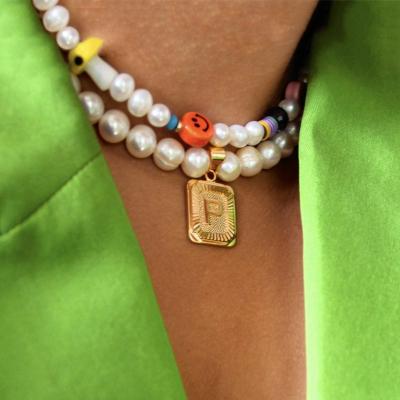 China Copper Plating 18k Lead Free Nickel Free Natural Freshwater Gold Personality Fashion Necklace Pearl Initial Pendant Scarf for sale