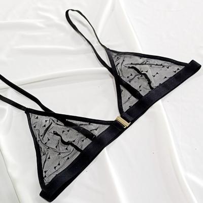 China 2021 Custom Wholesale Hot QUICK DRY Women's Front Closure Metal Free Buckle Transparent Hollow Out Black Lace Lift Up Bra for sale