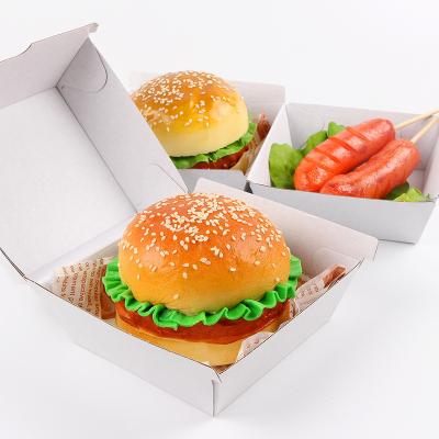 China High Quality Custom Printing Disposable Disposable Hamburger Box Recyclable Factory Fast Food Box Packaging Paper Hamburger Box For Your Brand for sale