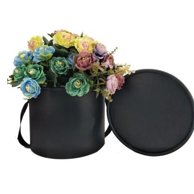 China Recyclable Customize Logo Luxury Black Round Hat Box Cardboard Rose Flower Box Flower Box Packaging for sale