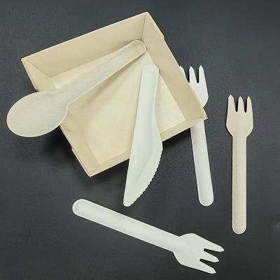 China Biodegradable Compostable Paper Pulp Knife Fork Cutlery For Packing for sale