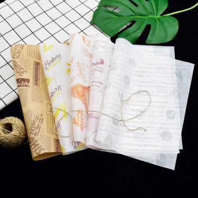 China Oilproof Custom Logo Printed Greaseproof Oil Greaseproof Wax Food Wrapping Paper Offset Printing Virgin Baking Paper Woo for sale