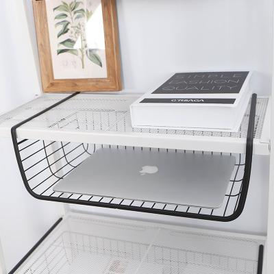 China Wholesale High Quality Viable Metal Kitchen Storage Shelf Rack Hanging Rack Under Cabinet Shelf for sale