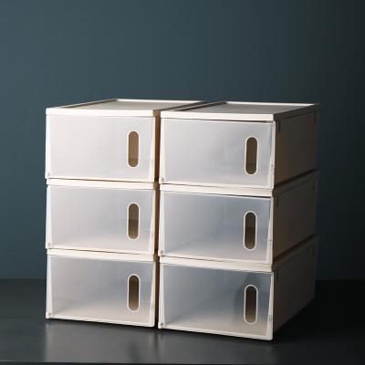 China Durable Dustproof Moistureproof PP Shoe Storage Box Plastic Shoes Box Transparent Plastic Storage With Door for sale