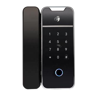 China BLE APP Auto Electronic Smart Fingerprint Alloy Alloy Glass Door Lock Easy Installation For Office for sale