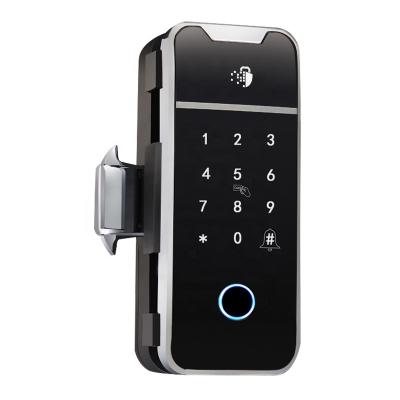 China Easy Installation Digital Fingerprint Security Locks Combine Security Smart Frame Glass Door Lock With Attendance for sale