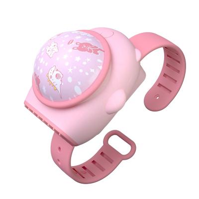 China Hand Fan Children Summer Spaceship Portable Rechargeable Mini Projection Bladeless Wrist Watch Fan for sale