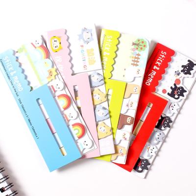 China Self-adhesive Custom Printing Cartoon Page Cartoon Cute Notepad Markers Mini Sticky Notes Colored Page Paper Flags for sale