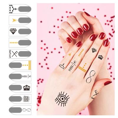 China Wholesale Small Finger Ring Temporary Tattoo Sticker Custom Gold Foil Water Transfer Temporary Finger Tattoo Stickers for sale