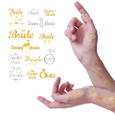 China OEM Temporary Printing Hand Flash Sticker Body Custom Metallic Gold Foil Tattoo Stickers For Women Girl Adult for sale