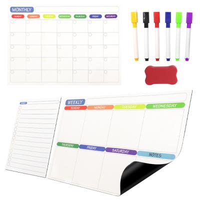 China Epoxy Dry Erase Whiteboard Weekly Monthly Fridge Magnets, Black Magnetic Calendar for Fridge for sale