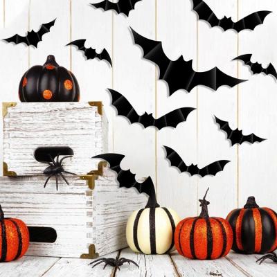 China Halloween Spooky Wall Window Decorating Waterproof PVC 3D Bats Decorative Sticker For Party for sale