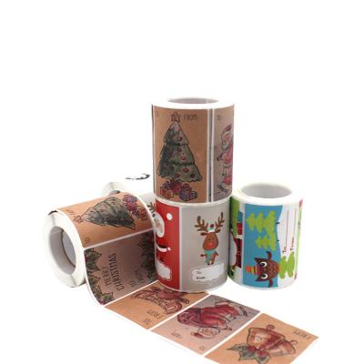 China Waterproof Customized Gift Christmas Sticker Roll Self Adhesive Label for sale