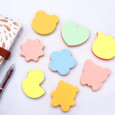 China Self Adhesive Memo Pad Multicolor Custom Shapes Cute Pet Sticky Note For School Diary Writing Sticky Notes for sale