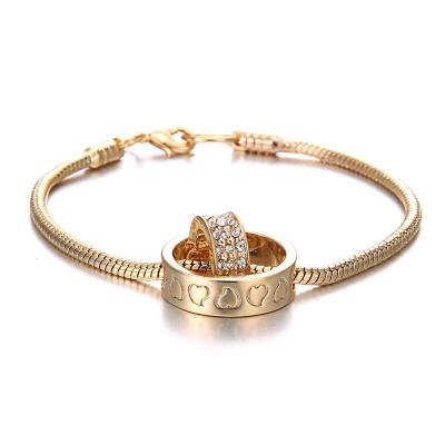 China Cute Women Bracelet Simple Design Gold Color Heart Circle Alloy Bracelet Silver Jewelry for sale