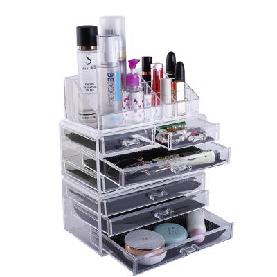 China Zimtown PVC Makeup Organizer Cosmetics Storage Rack with 2 Small & 5 Large Drawers (Clear) for sale