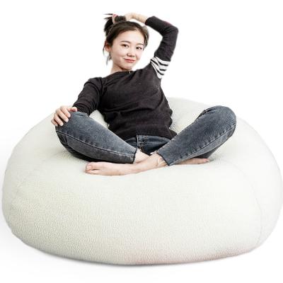 China Soft And Thick Cream Color Sheep Fabric Foldable Fur Bean Bag Sofa Chair, Indoor Bean Bag Living Room Sofa for sale