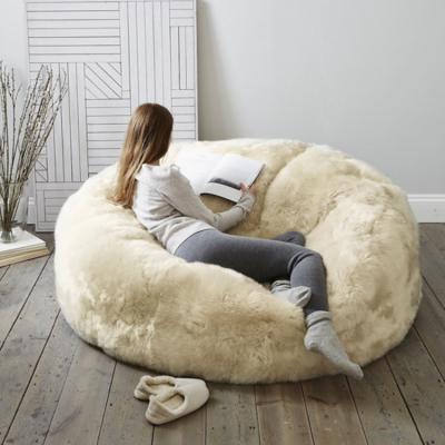 China Long Fur Foldable Bean Bag Chair Lounge Adults Sitting Chair , Bean Bag Lazy Sofa for sale