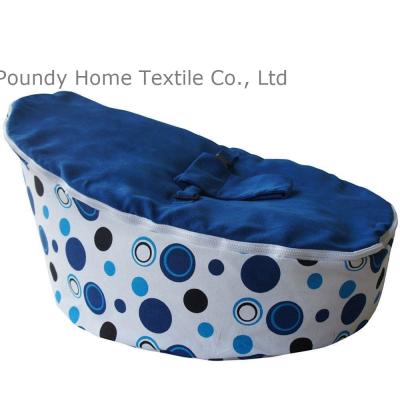 China Foldable Fashion Blue Polka Dots With Suede Soft Top Comfort Crib Bean Bag Chair Single Baby Crib for sale