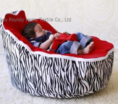 China Zebra Polyester Foldable Base With Red Up Cover New Design Comfort Crib Bean Bag Chair Single Baby Crib for sale