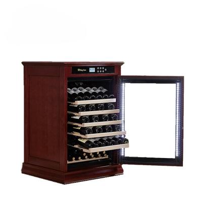 China OEM Commercial Bar Fridge USA Oak Wine Cabinet With Built-in Fridge Wine Cabinet 145L 46 Bottles Wine Coolers for sale