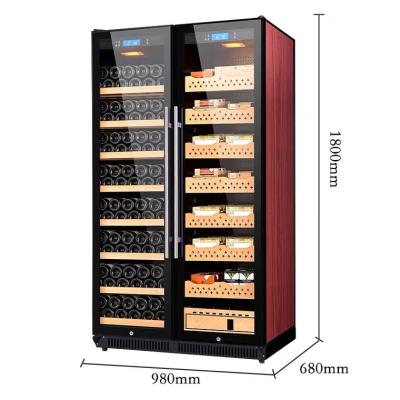 China Hotel Temperature Humidity Control Double Door Cigar Humidor Cabinet 5000 Pcs Cooler Cigars With Wine Cooler Electric Cigar Humidor for sale