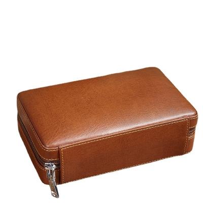 China Luxury Moisture Proof Wood Portable Travel Cedar Cigar Cigar Box Humidor Leather Box With Logo Customized for sale