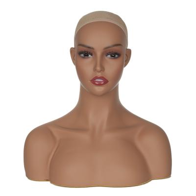 China Realistic PVC Maternity Big Breast Female Mannequin Head With Shoulders For Wigs Show Mannequins for sale