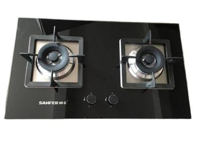 China Flame Failure Devices 2 Gas Burners With High Power 4.5KW Gas Stove Kitchen Cooker Glass Top Hob for sale