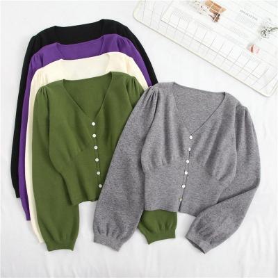 China QUICK DRY Lantern Sleeve V-Neck Pullover Sweater With High Waist And Little Scent for sale