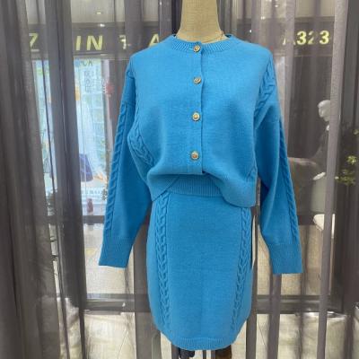 China QUICK DRY Knitted Button Cardigan Suit Skirt for sale