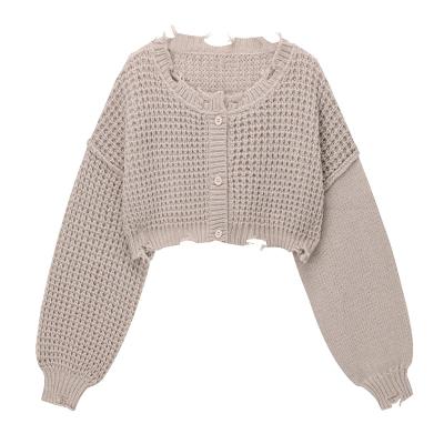 China Autumn New Casual Cardigan Short Burr Knitted Women's Coat QUICK-DRY for sale