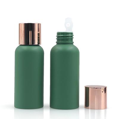 China Cosmetic luxury skincare packaging gold screw cap serum bottles plastic green toner bottle 50ml 30ml for sale