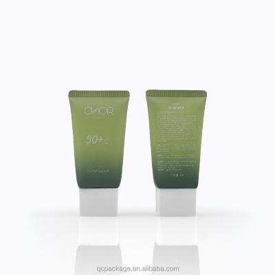 China Cosmetic Cosmetic packaging container 50g 100g green  flat plastic tube for sunscreen cream BB cream packaging tube for sale