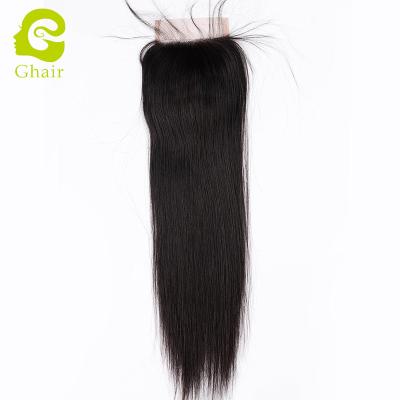 China Ghair Straight Cuticle Aligned Hair 4x4 Lace Closure 12A HD Lace Closure For Black Woman for sale