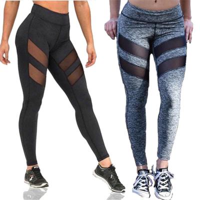 China Hot Selling Breathable Mesh Patch Custom Logo Yoga Pants High Waist Cheap Gaiters Gym Pants for sale