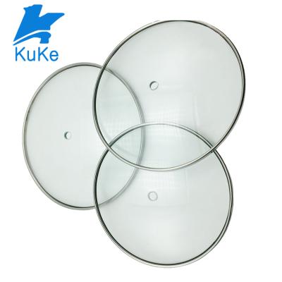 China Sustainable glass lid for jar with stainless steel rim for sale