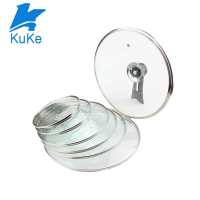 China Viable round glass lid for pot with steam hole for sale