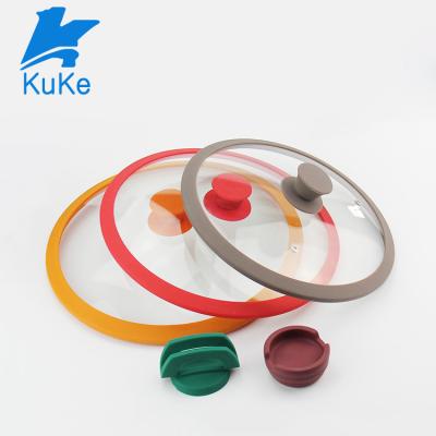 China Sustainable Universal Silicone Edges Pan Cover Tempered Glass Lid for sale