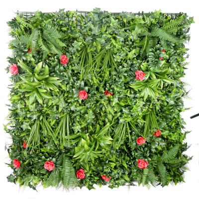 China Singapore imports PE particles home outdoor decoration artificial hedge jungle vertical hanging plant green artificial grass wall for sale