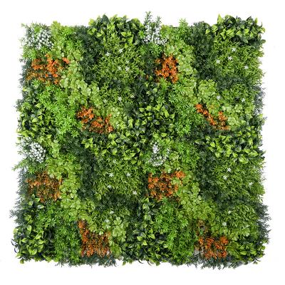 China Singapore imports PE particles home outdoor decoration artificial hedge jungle vertical hanging plant green artificial grass wall for sale